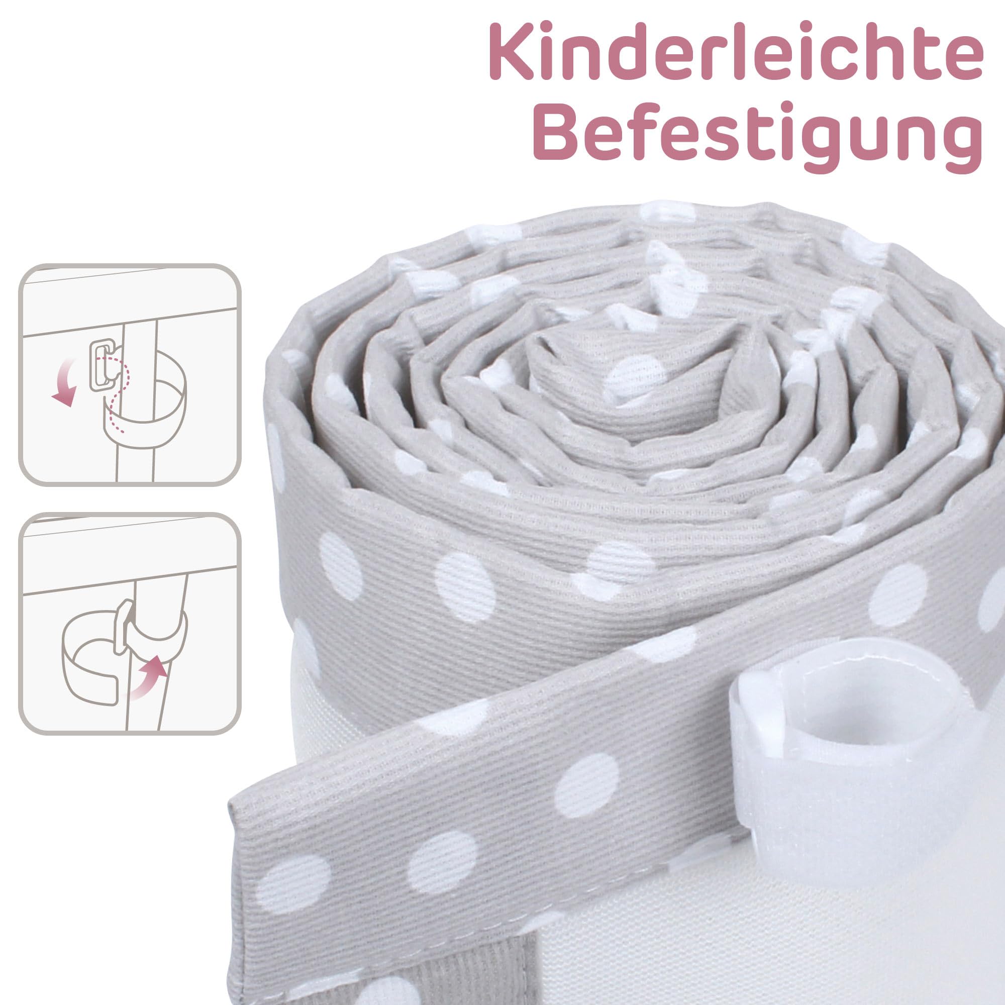 babybay Ochraniacz 3D z siateczki mesh pasuje do modelu Maxi, Boxspring, Comfort i Comfort Plus, perłowo-szare kropki, białe