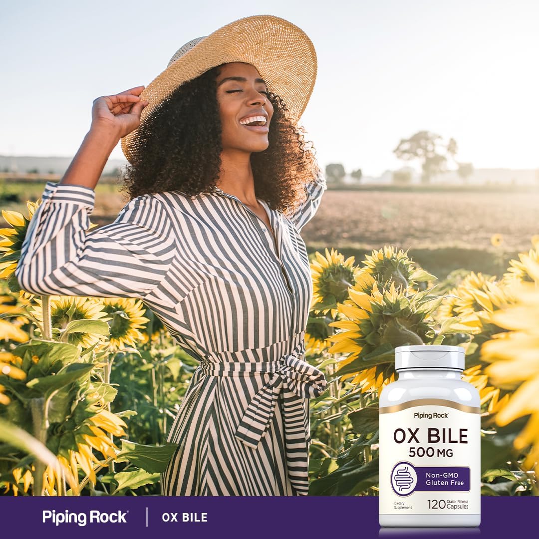 Piping Rock Ox Bile Supplement 500mg | 120 Capsules | Digestive Enzyme | Non-GMO, Gluten Free
