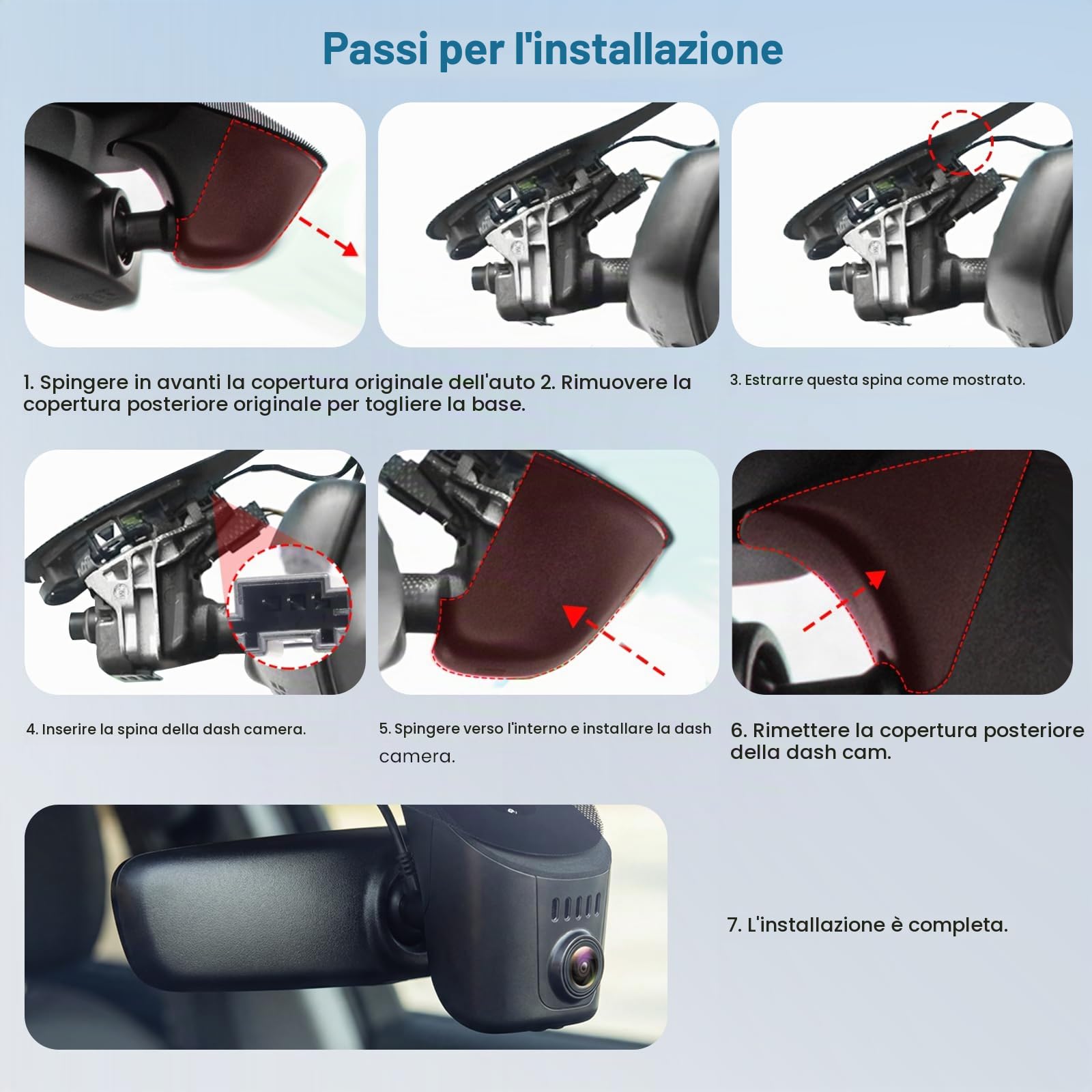 Dash Cam Compatibile Audi A3 A4 A5 A6 A7 A8 Q2 Q3 Q5 Q7 Q8 R8 | 4K OEM registratore di guida WiFi Controllo app, visione notturna, monitor di parcheggio,sensore G,64 GB