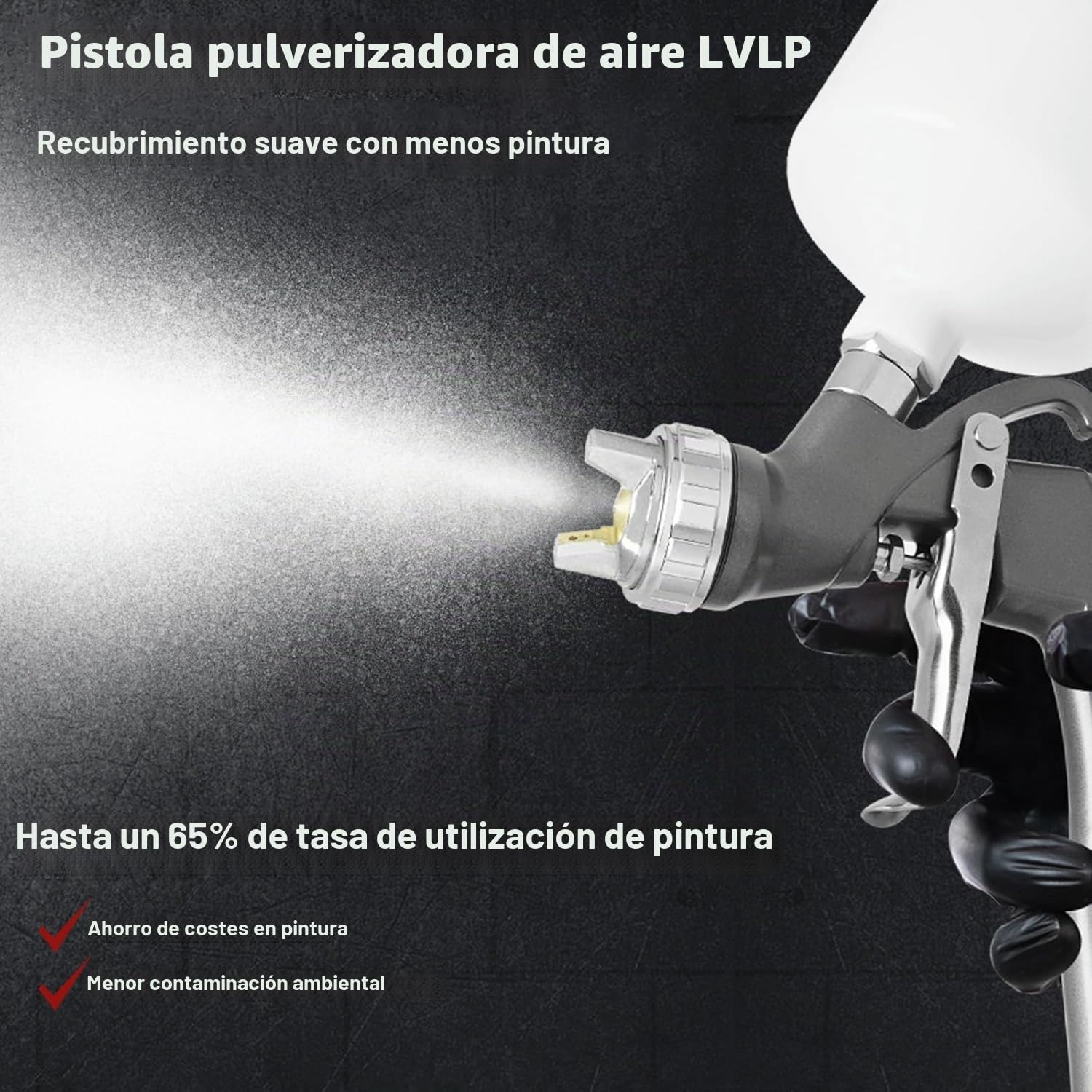 Pistola de pulverización LVLP​, Pulverizador de Pintura para automóviles con boquillas de 1,3/1,5/1,7/2,0 mm, para Pintura de Casas, Recubrimiento de armarios y Bricolaje