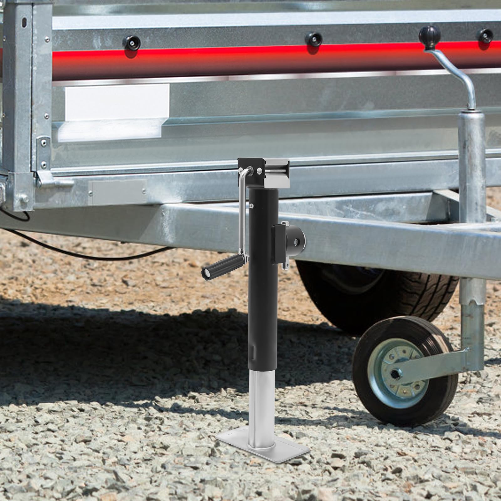 2 soportes de remolque robustos con manivela: máx. 1 T/2204,62 libras, soporte de manivela. Altura ajustable de 43 a 69 cm. Soporte de apoyo para carga pesada, ideal para coches, caravanas, yates