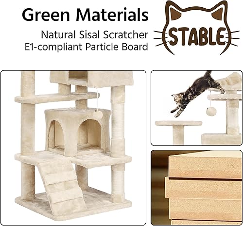 Miniatura 8 de Yaheetech 51.2 pulgadas Mueble de árbol para gato Torre Muebles para que os gatos se rasquen