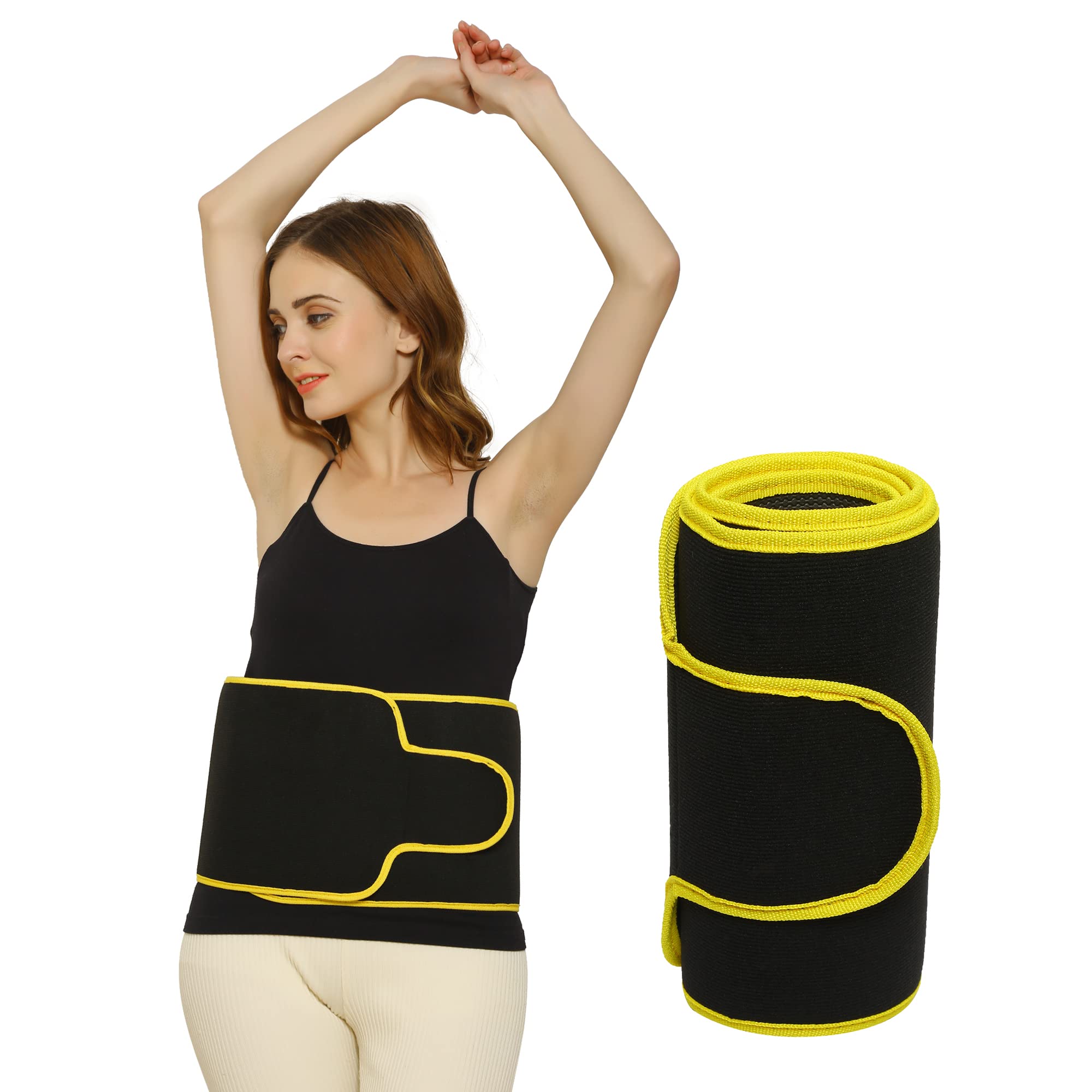 obliss Weight Loss Hot Slimming Fat Burner Belt for Men, Women Belly Sweat Slim Belt Neoprene Fat Burning Sauna Waist Trainer Healthy Sweat, Weight Loss, Lower Back Posture Black yellow color Free Size (B09P6KJL8D) Amazon Price History, Amazon Price Tracker