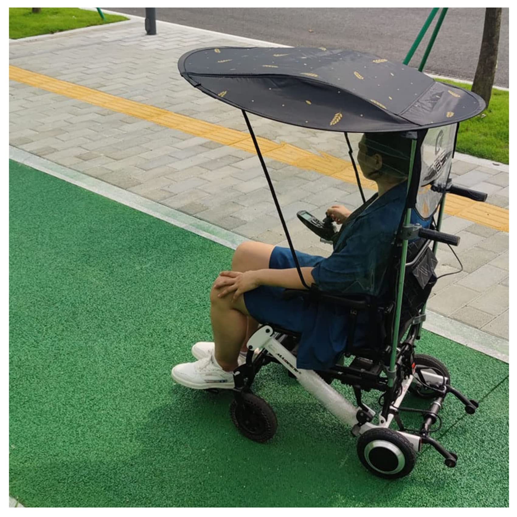 Paraguas eléctrico para silla de ruedas con parasol para lluvia y soporte de protección UV