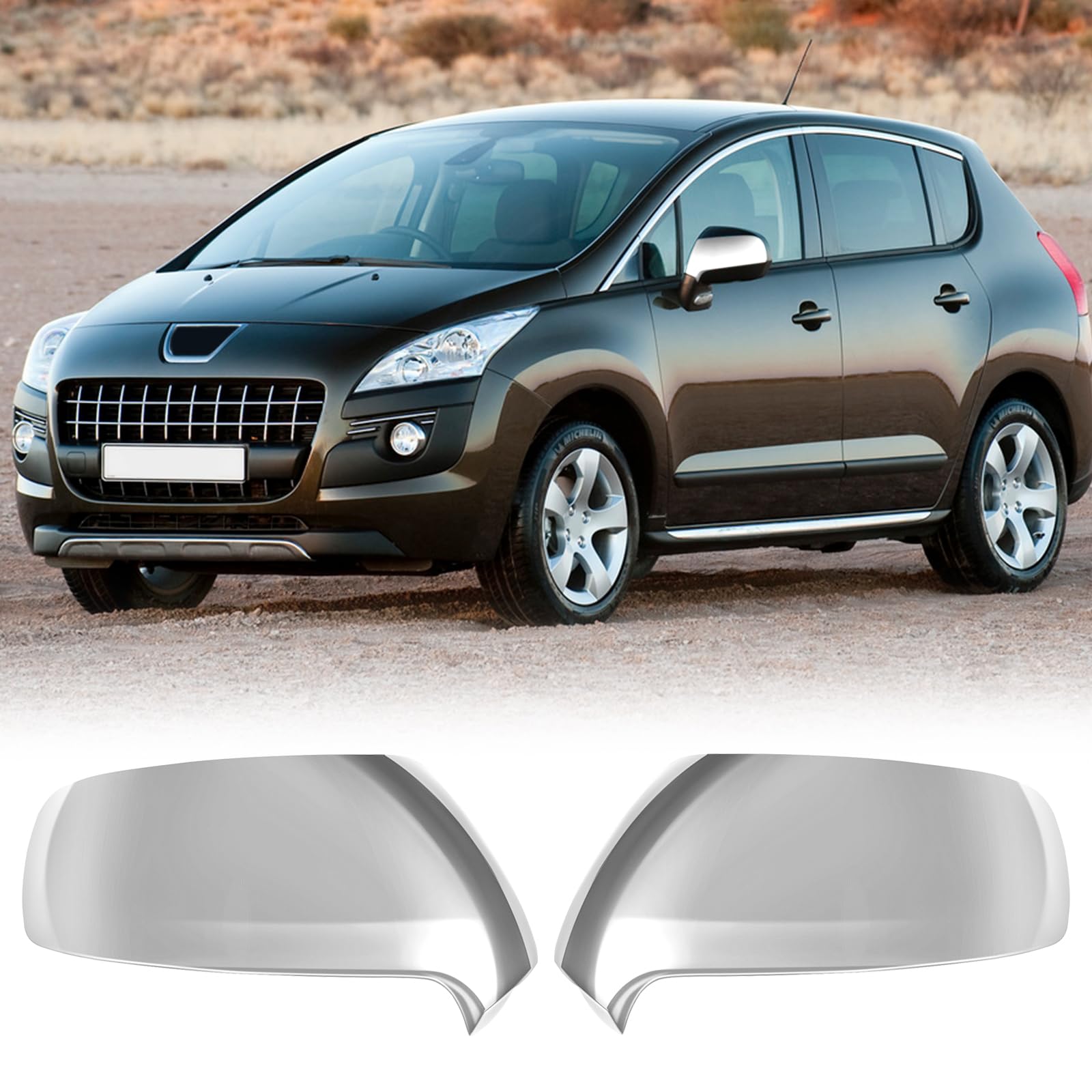 1 Paio Copri Specchietto Retrovisore Auto per Peugeot 3008 Peugeot 5008 2009 2010 2011 2012 2013 2014 2015 2016, Copertura per Specchietto Retrovisore per Auto, 5152A6 8152A8