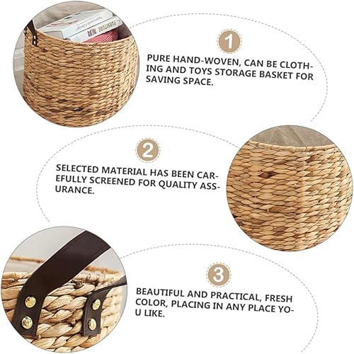 Miniatura 3 de Zerodeko Cesta de lavandería de mimbre, tejida a mano, lino de algodón natural, portátil, ahorro de espacio, accesorio de almacenamiento para el