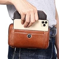 Vista 6 de Leather Phone Belt Bag Holster Pouch for Men Loop Flip Coin Purse Case Cell Phone Waist Pack Pouch Case