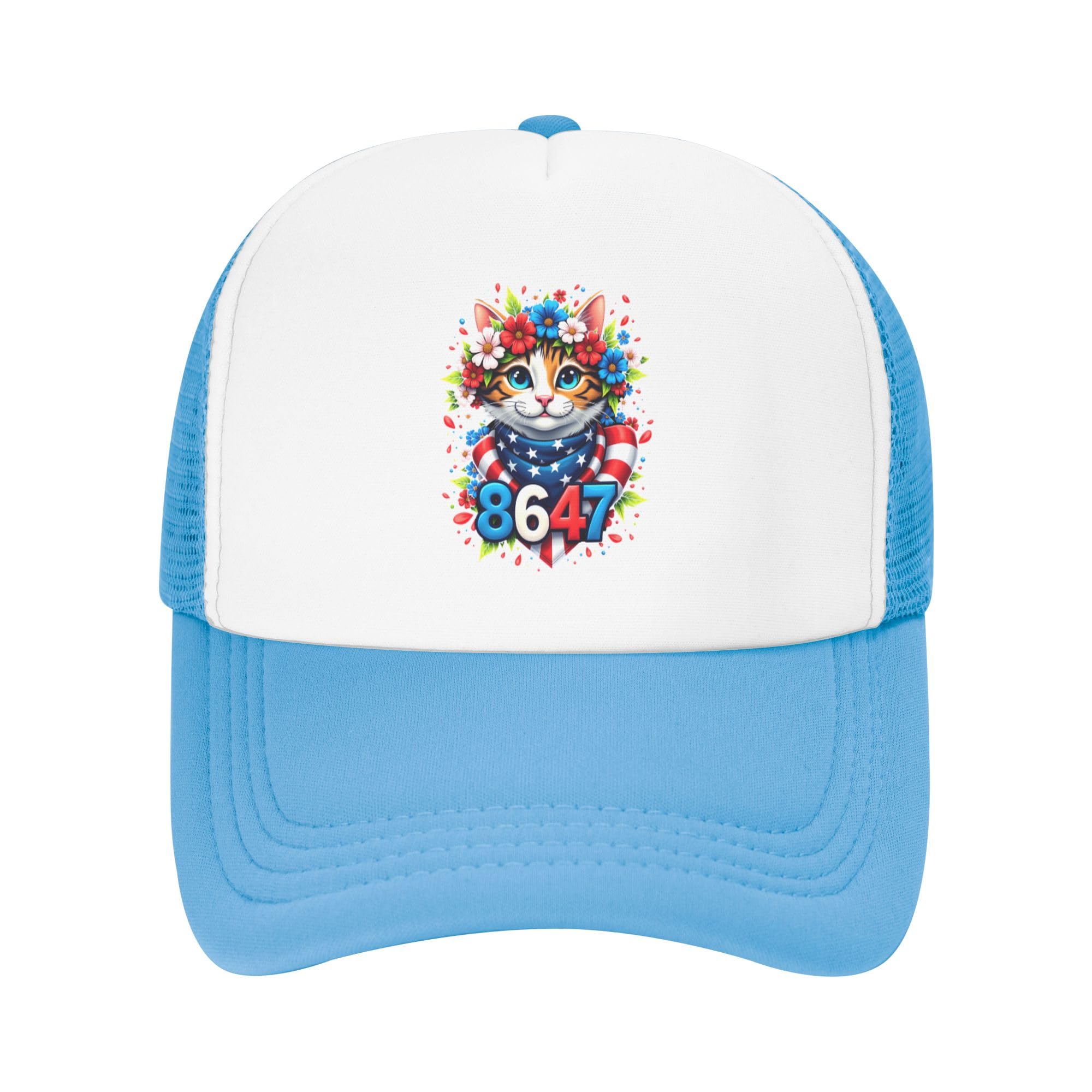 Vetrova 8647 Anti 47 Trucker Hat Anti Fascist Baseball Cap Mesh Back Adjustable Hats for Kids - Sky Blue