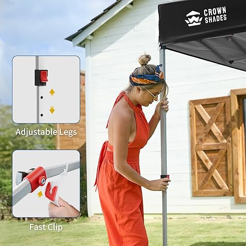 Miniatura 4 de CROWN SHADES - Toldo desplegable de 8 x 8 pies con 1 pared lateral, tienda de campaña de playa que se arma con solo presionar un botón, glorieta