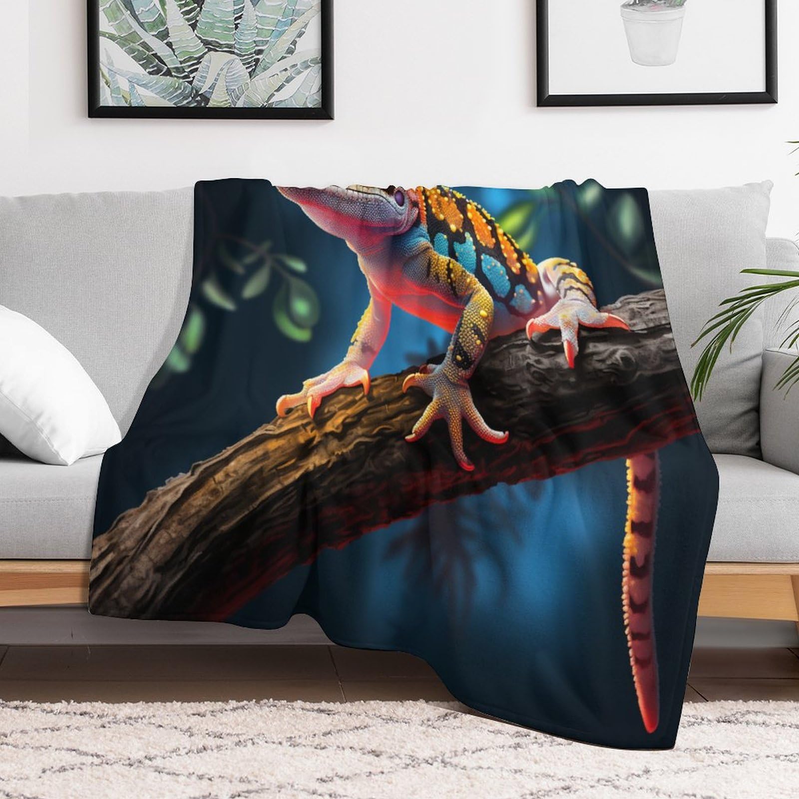 Kuscheldecke Flauschige Sofa Decke, Chamäleon Super Weich & Flannel Fleecedecke Als Tagesdecke, Sofaüberwurf, Wohndecke（140×180cm）