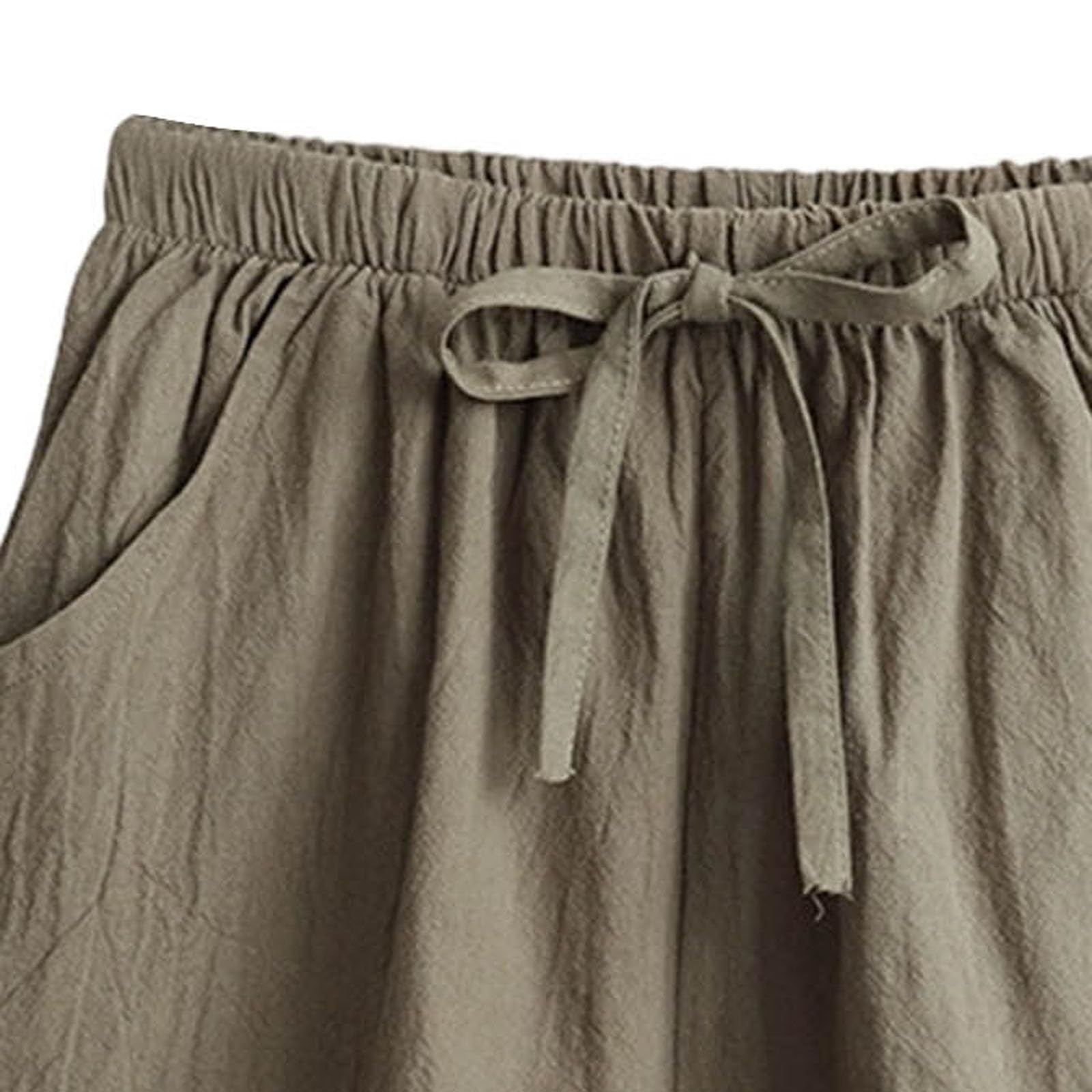 Shorts for Women Drawstring Elastic Waist Casual Bermuda Short Wide Leg Crop Pants Comfort Loungewear Beach Vacation — view 3