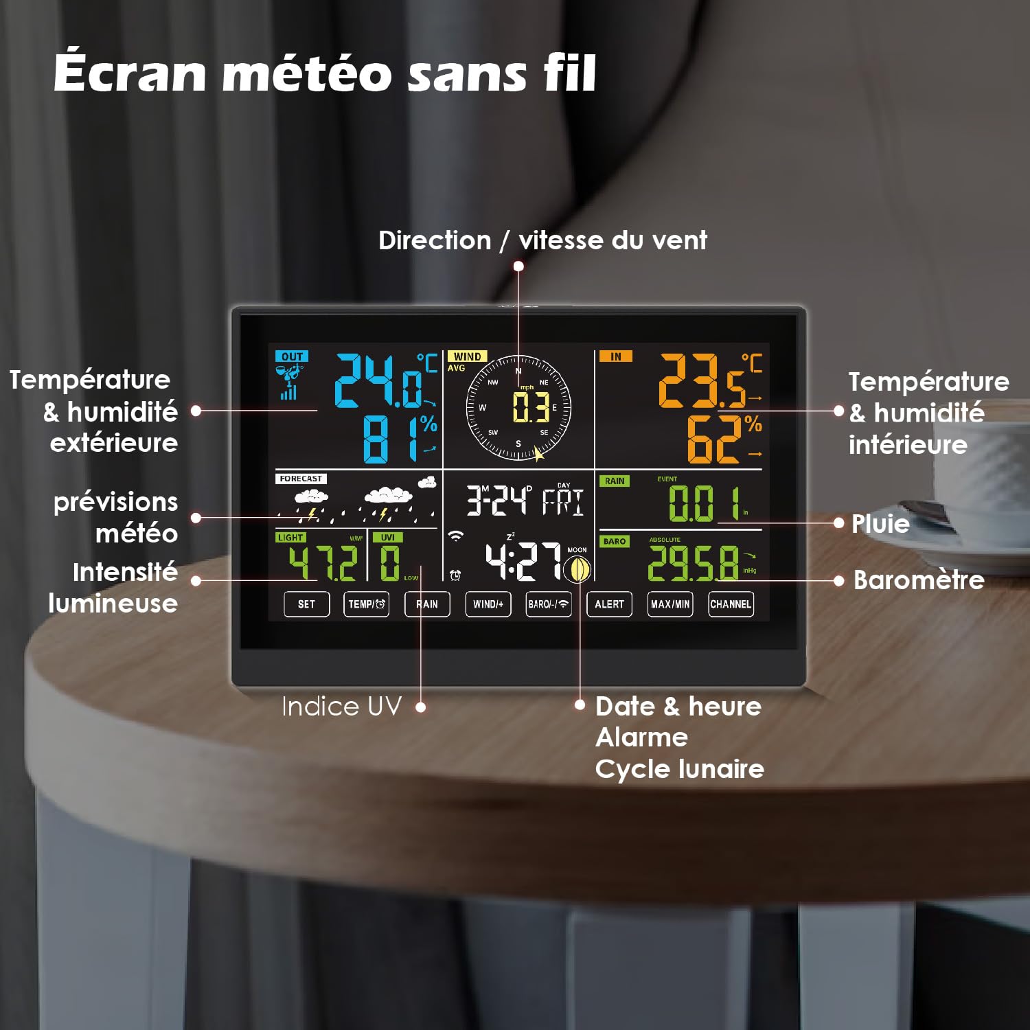 Station Météo professionnelle connectée Wifi – 8 en 1