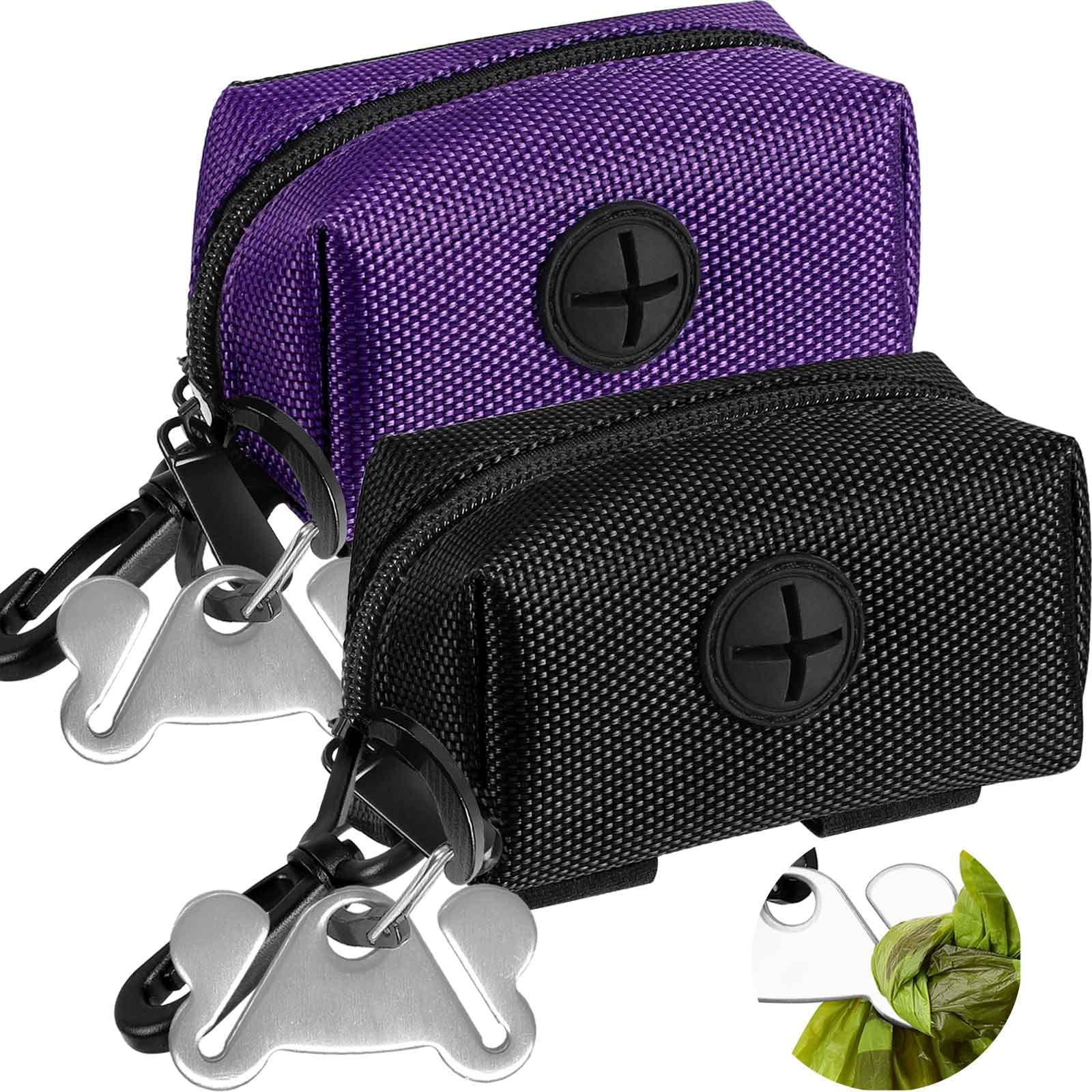 Dog Waste Bag Dispenser Pet Poop Bags Holder for Doggie Waste Bags Dispensers Soft Fabric Zipper Small Doggy Puppy Pouch for Leash Accessory