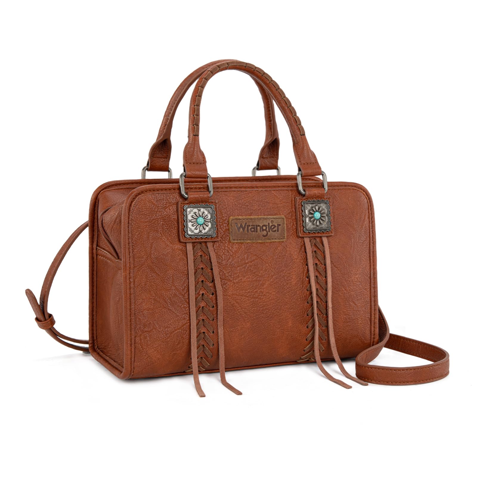 Wrangler Tote Bag for Women Crossbody Purse Fringe Western Purse Vintage Top Handle Handbags