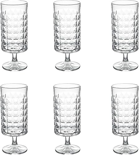 Juego de 6 vasos de cristal de 11 onzas con grabado de flores, vasos de chupito para el hogar, para jugo, vino, cerveza, champán, cóctel, whisky