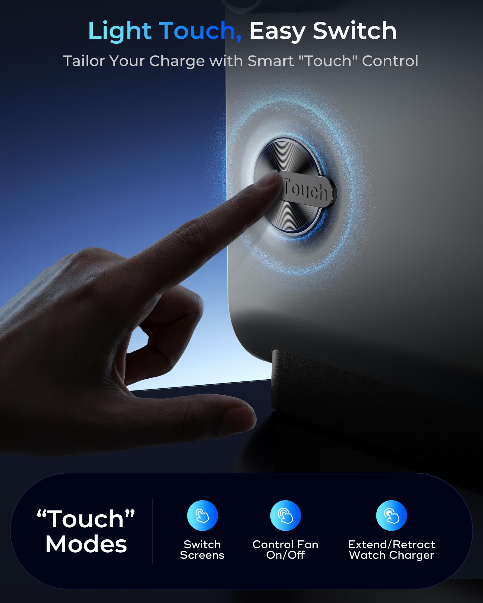 KU XIU 5‑en‑1 Station de Charge 25W, TFT Écran Intelligent et Ventilateur