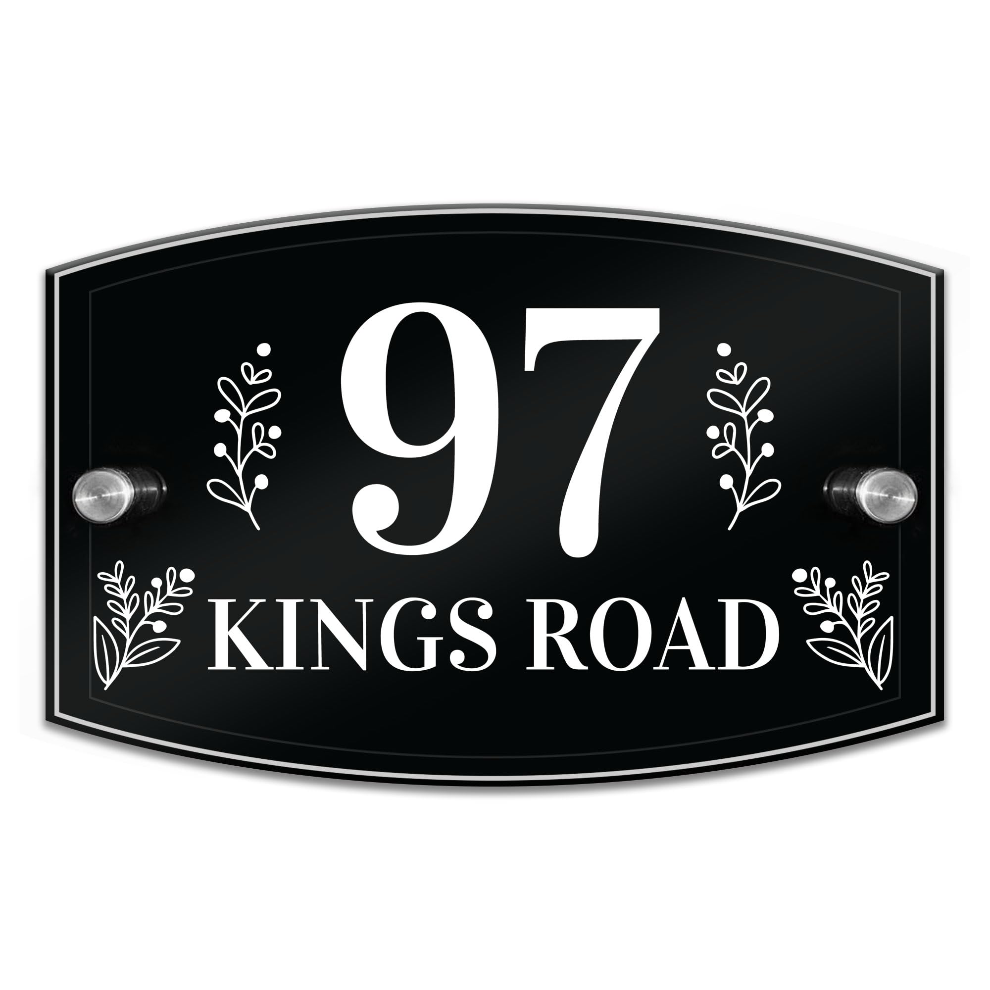Red Ocean Modern Unique House Sign - Glass Effect Acrylic - Door Number Name Road Plaque - Acrylic & Aluminium House signs - Personalised House Number & Name Plaques