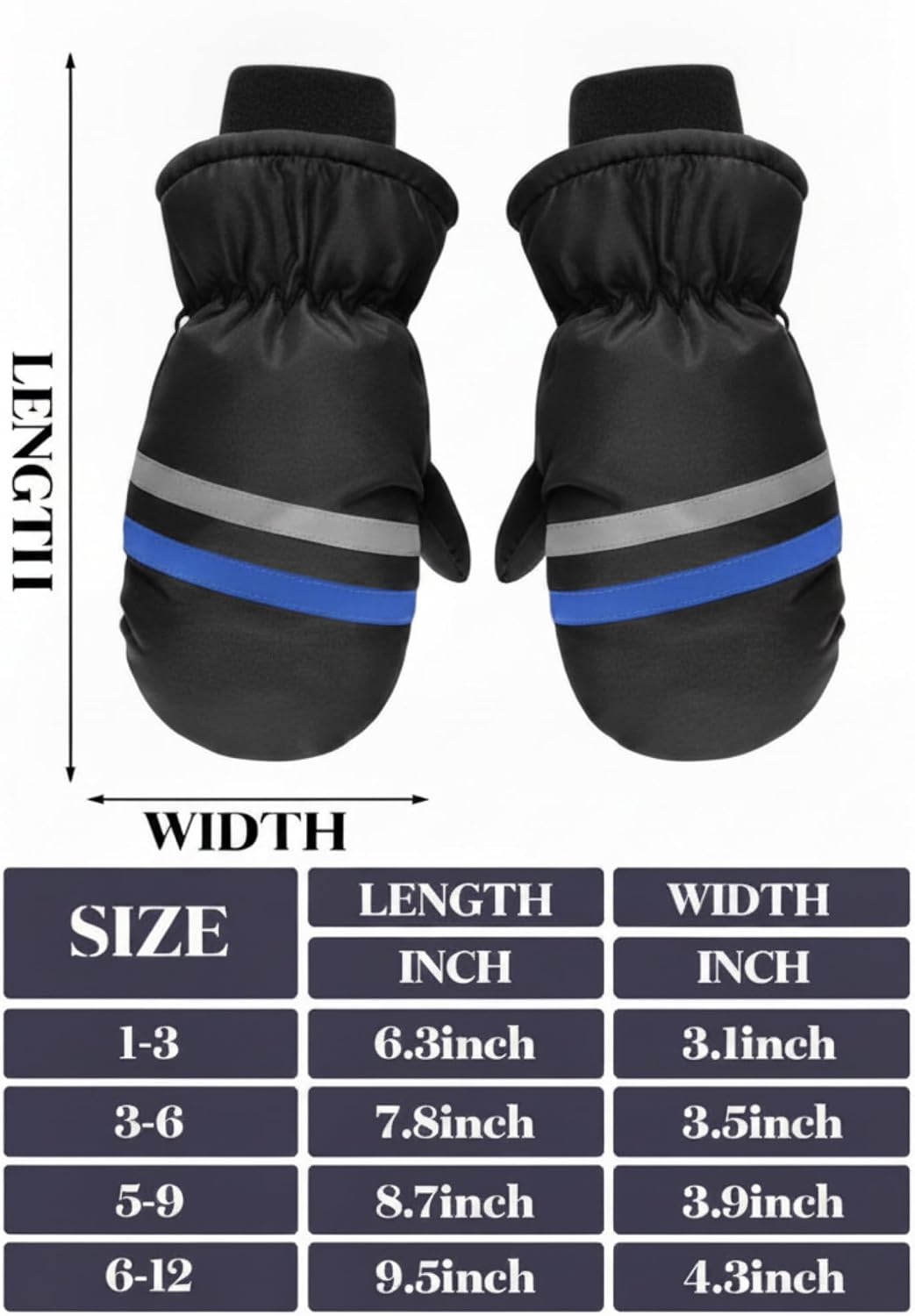 SATINIOR 6 Pairs Kids Snow Mittens