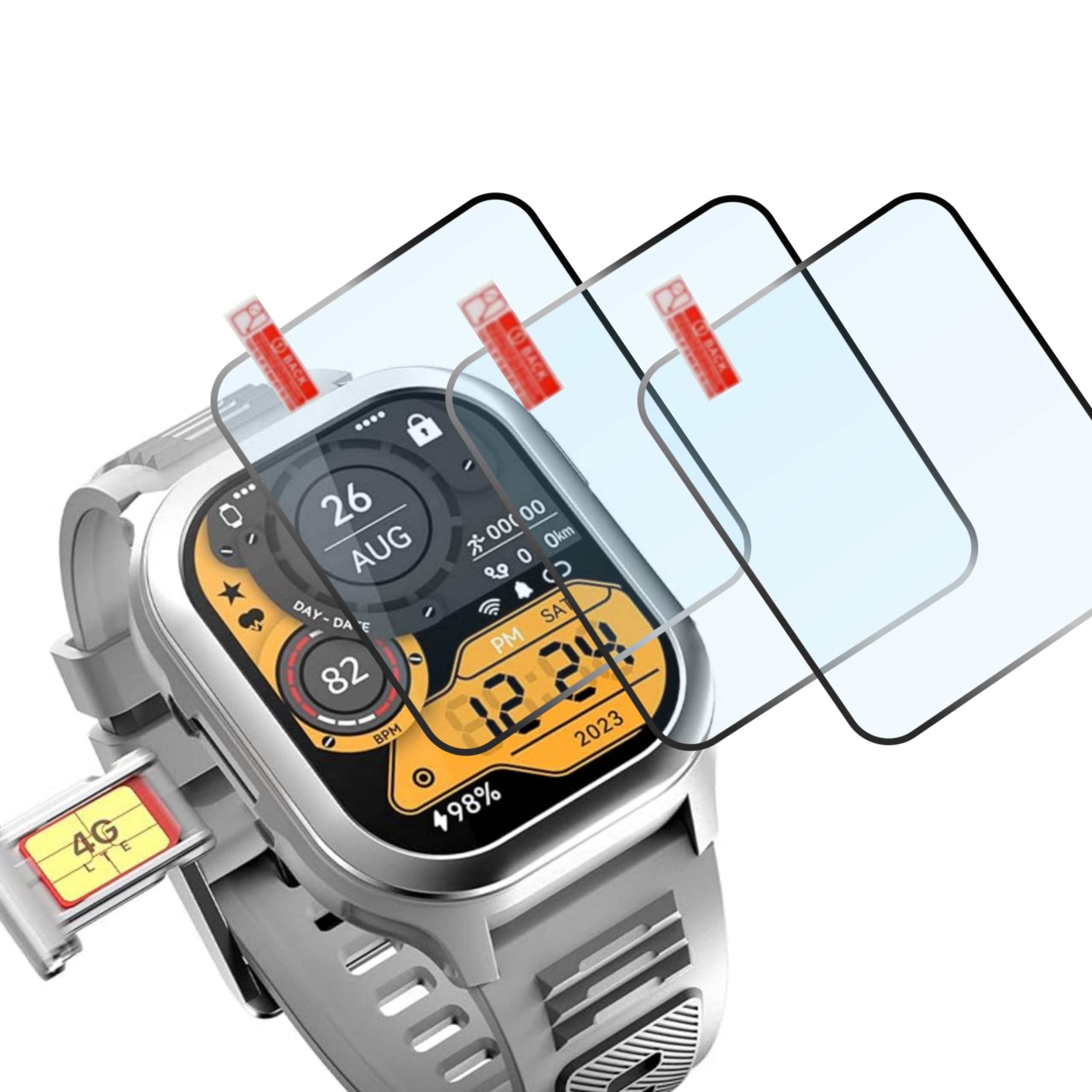 (Pack Of 3) Fire Boltt 4G Pro 2.02Inch Smartwatch Screen Guard Full Screen Protector Tempered Glass Flexible - Hd Clear (B0D568H28S) Amazon Price History, Amazon Price Tracker