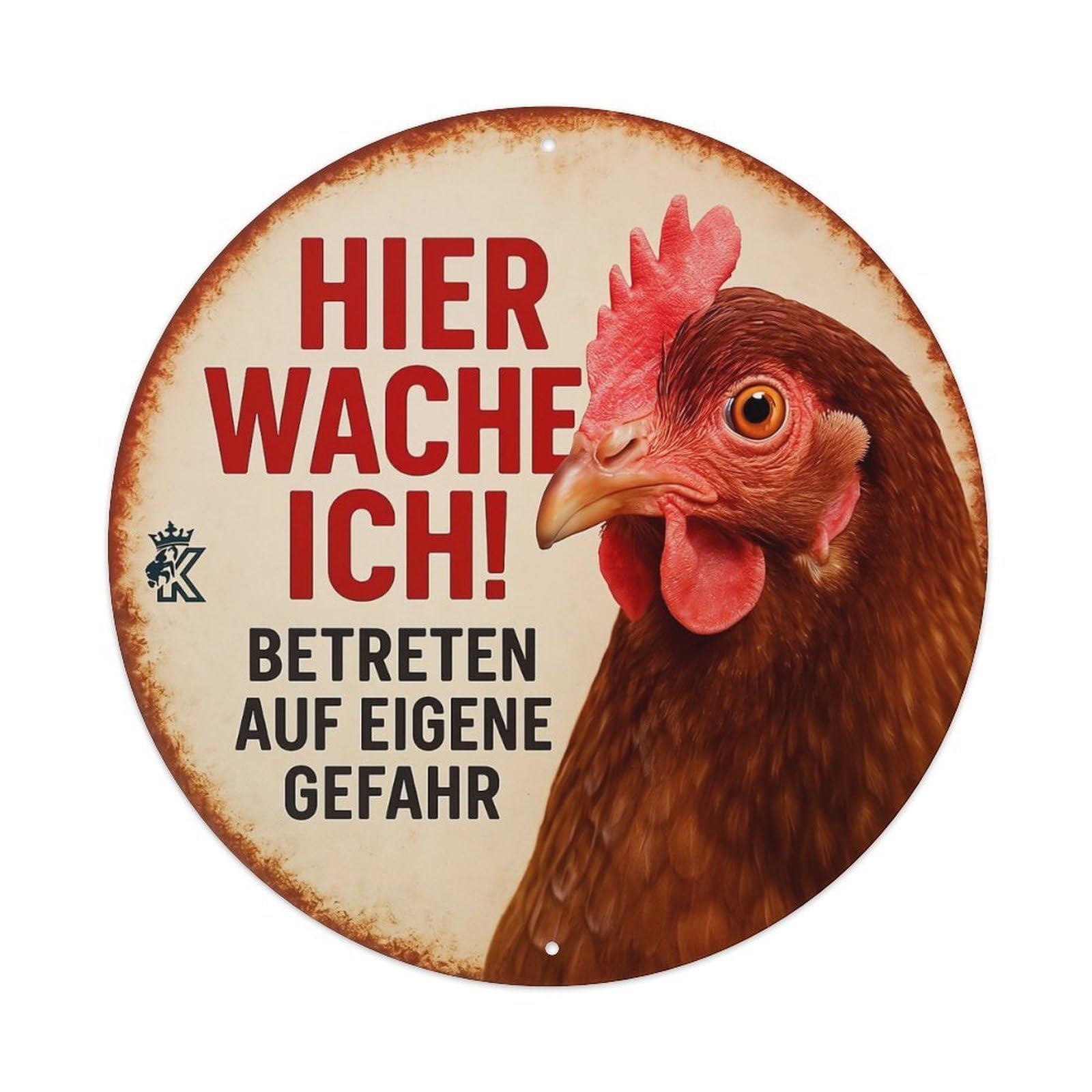Chicken Watch Sign Warning Text Vintage Round Tin Sign Retro Metal Wall Decor Metal Poster, Home Bar Garage Cafe Wall Art Decoration 8x8Inches