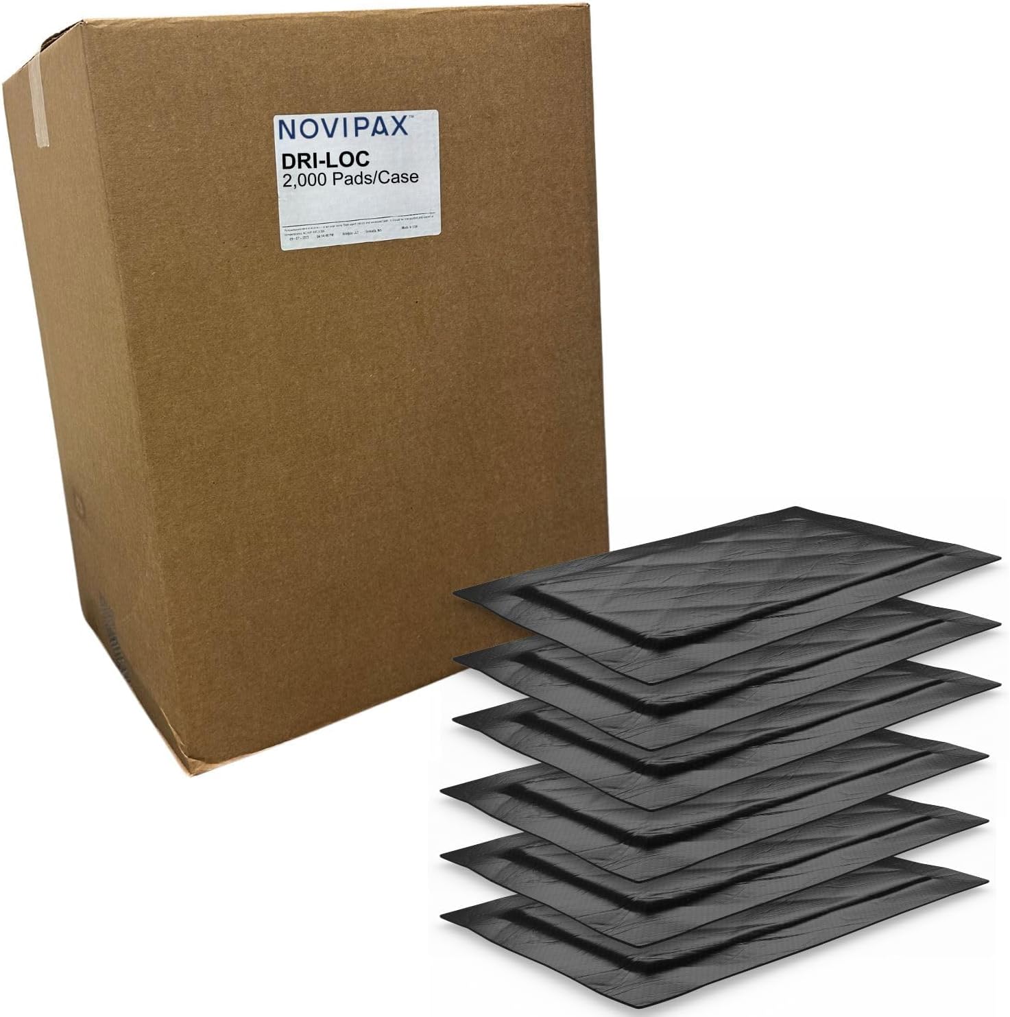 Novipax Dri-Loc Absorbent Pads for Meat - Virgin Fluff Core & Sealed Edge Tech - Non-Perm Top Layer Designed for Case-Ready & Modified Atmosphere Packaging, 2000 Individual Dri-Loc Pads, Single Case