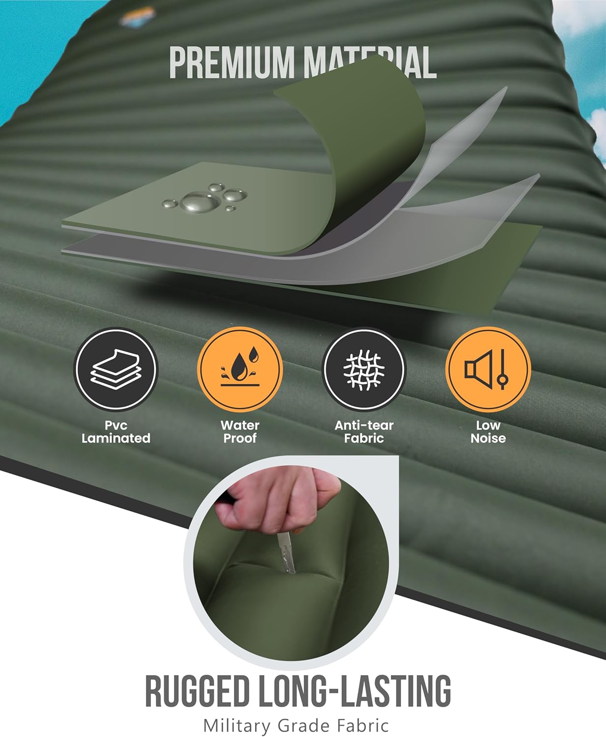 ZOOOBELIVES Extra Thickness | Wide Plus Sleeping Pad with Built-in Pump, Inflatable Camping Mattress of Ultimate Comfort for Car Camping, Tent, and Backpacking, Lightweight & Compact – Airlive2000P