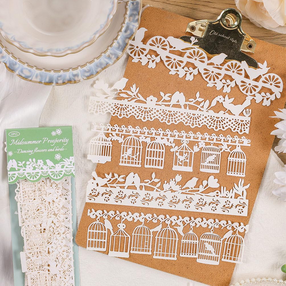 Papier do scrapbookingu, 80 sztuk papieru do scrapbookingu z koronką, pusty koronkowy kwiatowy wzór dekoracyjny pasek papieru do rękodzieła