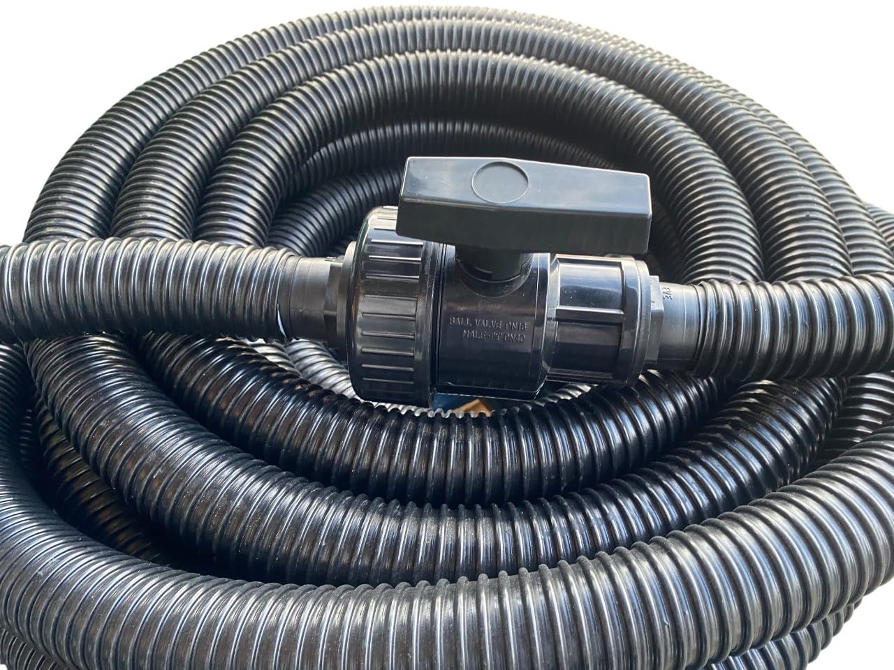 Cost Wise Black 40Mm (1.5") Pond/Fountain/Filter/Waterfall Full Flow Valve For Corrugated Flexible Hose With Hosetails