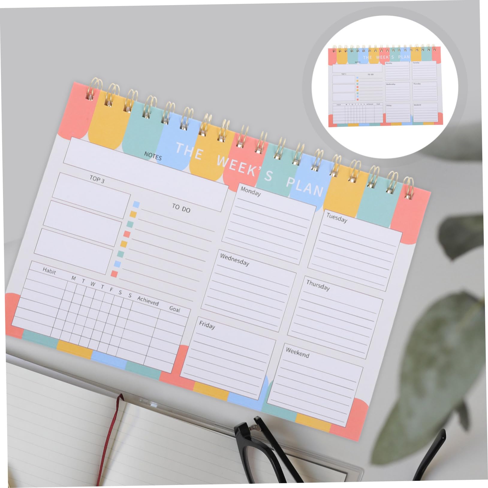 4 Piezas Planificador Semanal sin Fecha con Robusta y Encuadernación Doble Cuaderno Organizador para Tareas y Horarios para Oficina y Escuela de Notas Espacio para Escribir