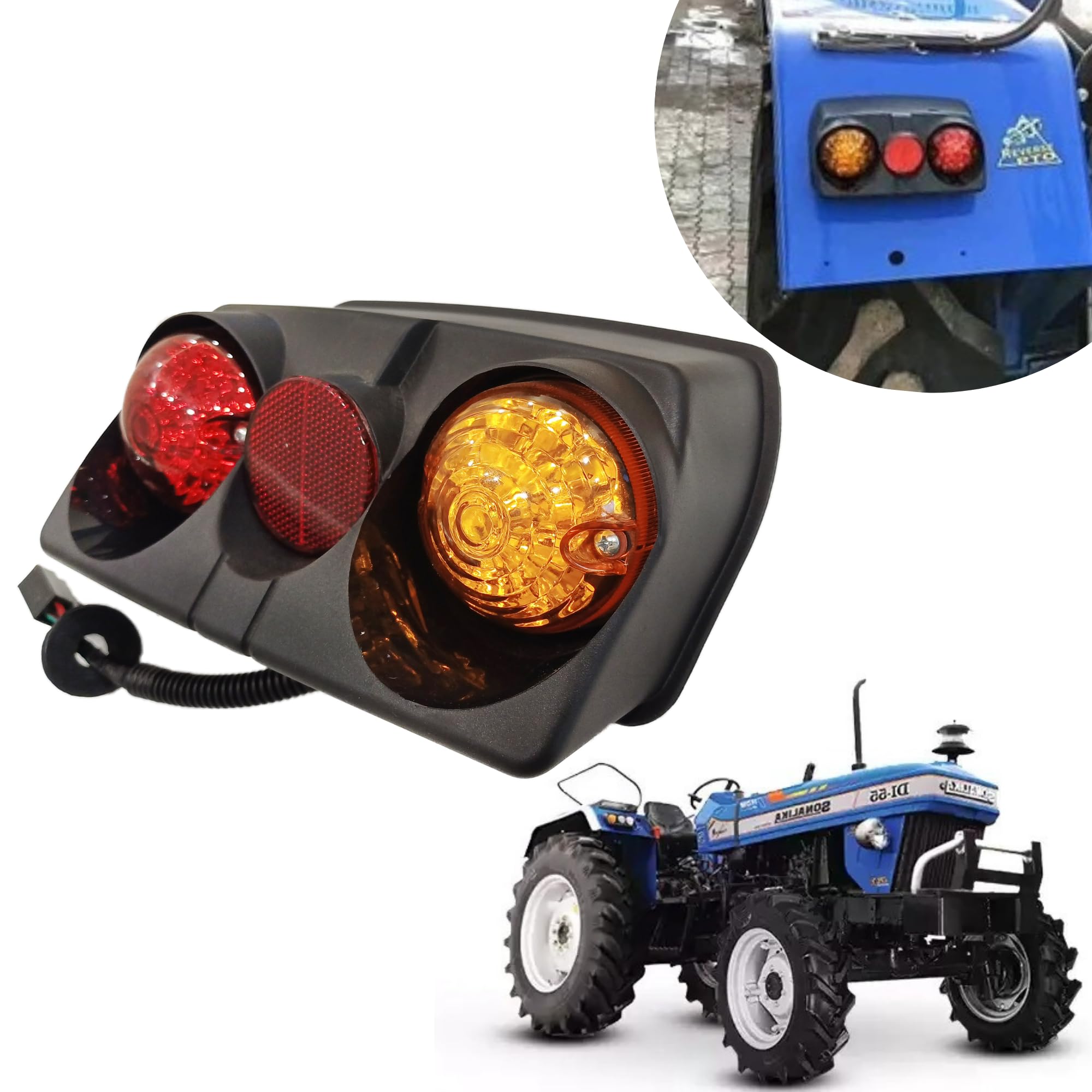 APSMOTIV Led Tail Lights/Back light/Turn Signal Indicator Red/Amber Assembly 12v Easy to Fit Suitable for Sonalika Mahabali and Sikander Tractors Vehicles Set of 2 Pieces (Left + Right) - Image 3 thumbnail