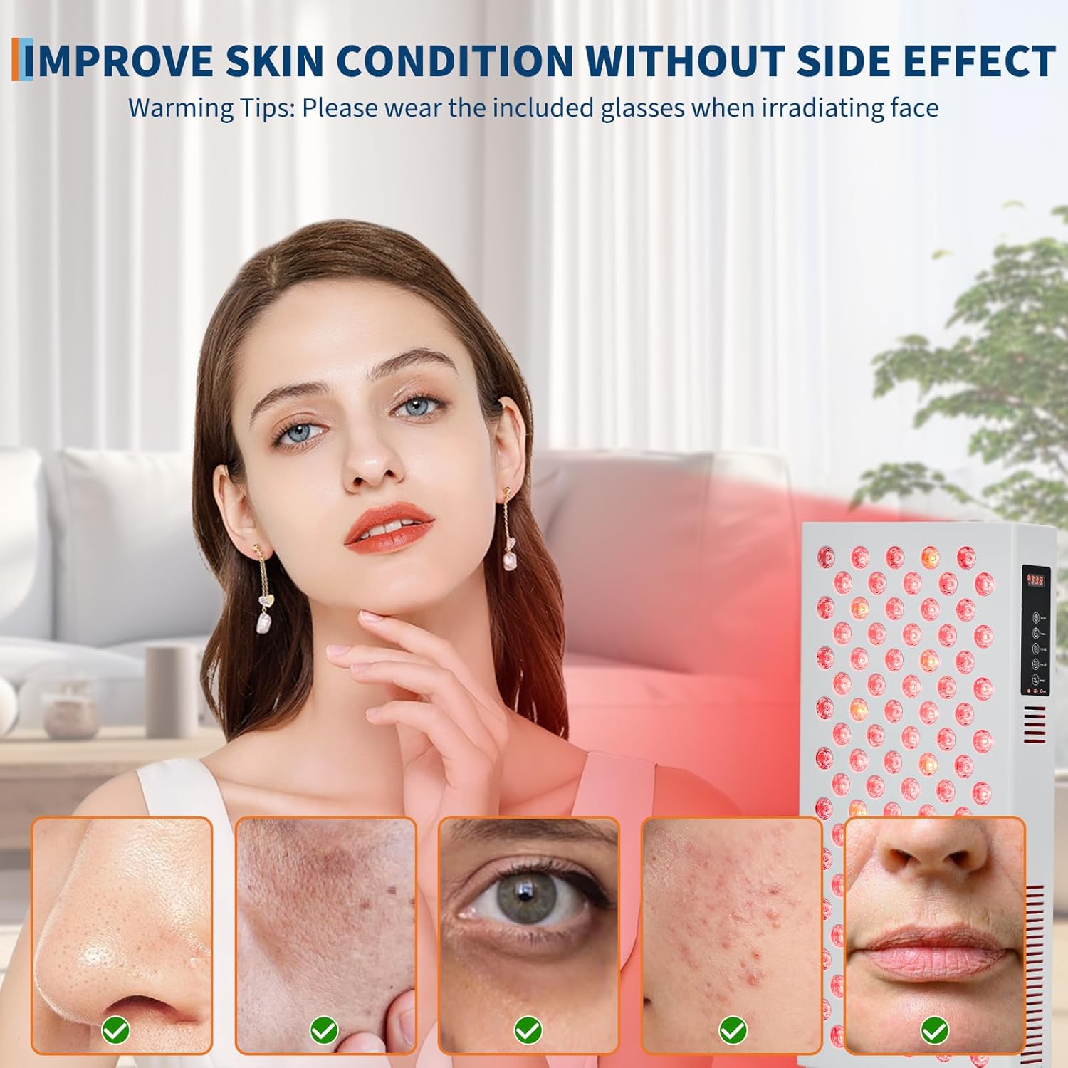 Red Light Therapy Device, 4 Wavelengths Infrared Red Light Therapy, Elite Grade Dual Chip 100 LEDs, High Power Red Light Panel for Pain, Muscle, Energy, Recovery, Performance, RT 500(NO Base)