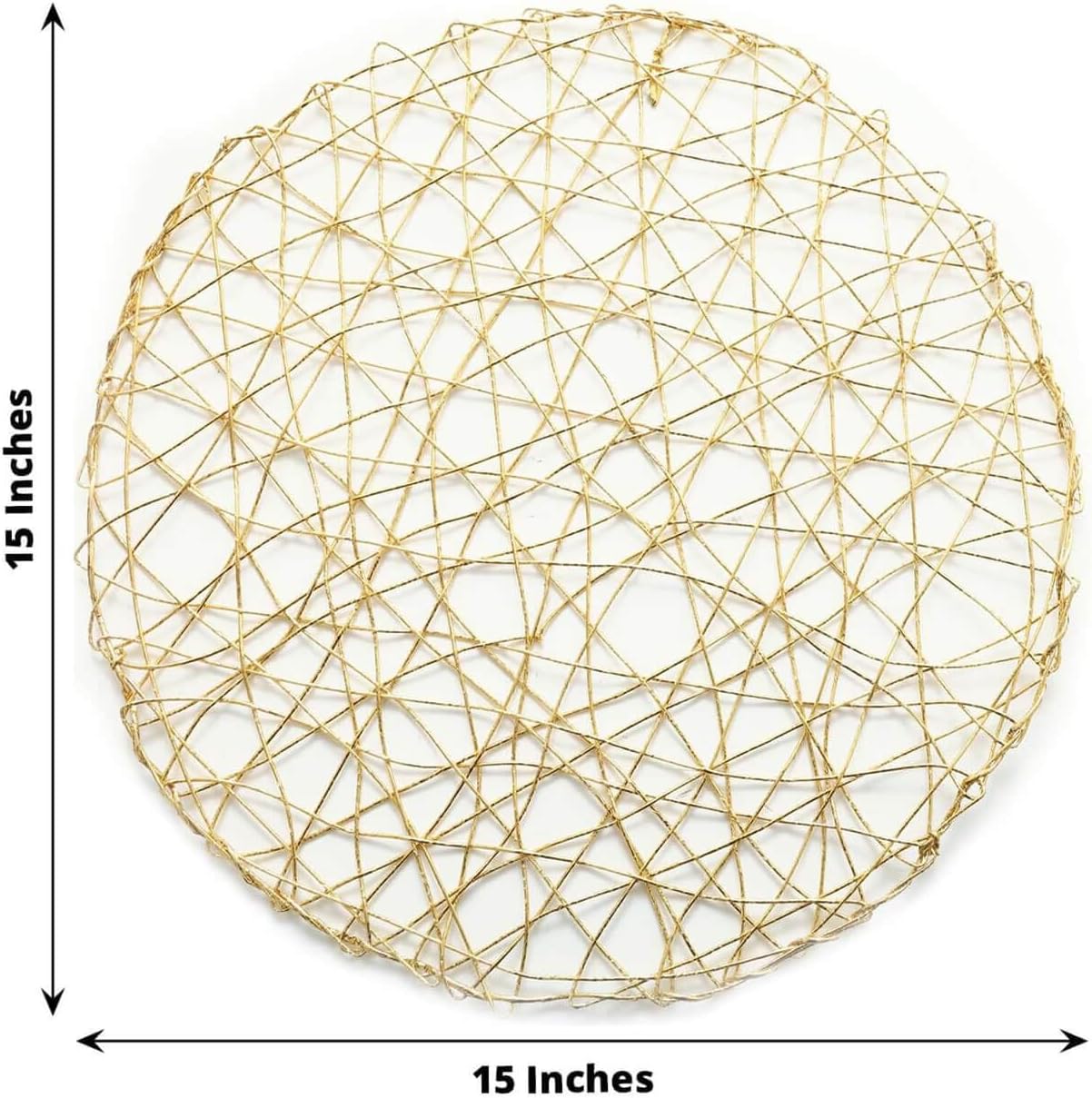 Gold 15'' Round Metallic String Placemats Set of 6