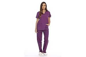 Women's Premium Six Pocket Medical Scrubs Set: V-Neck with Cargo Pant