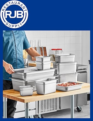 Miniatura 7 de Bandeja de 13 para hotel de 4 pulgadas de profundidad, paquete de 6 bandejas de acero inoxidable NSF 304, bandeja de almacenamiento de alimentos (4