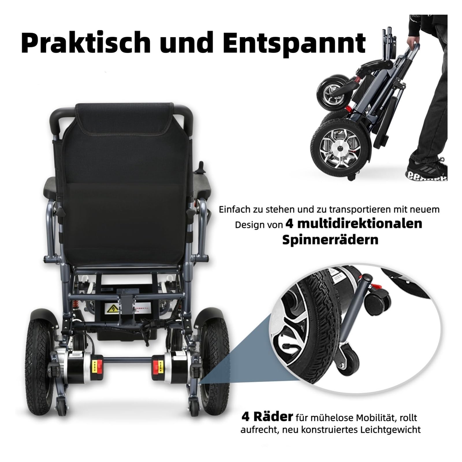 Carrozzina Elettrica Pieghevole For Adulti 100 Kg 500 W Mobilità Confortevole Fluida