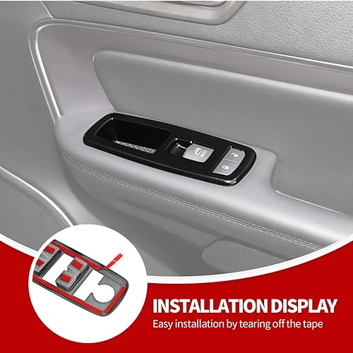 Vista 15 de JeCar Kit de moldura de botón interior para cubierta de interruptor de elevación de ventana para Jeep Grand Cherokee 2011-2020 y Jeep Cherokee Rojo