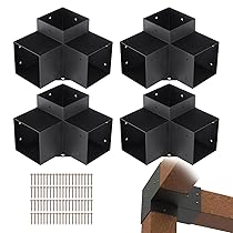 VEVOR Kit Staffe per Pergola 15×15 cm Supporto per Pali in Legno da Carpenteria 4 Staffe Angolari a 3 Vie Kit per Travi Fai da Te per Gazebo, Pergolati da Patio, Cabine, Kit Staffe per Pergola 4 pz