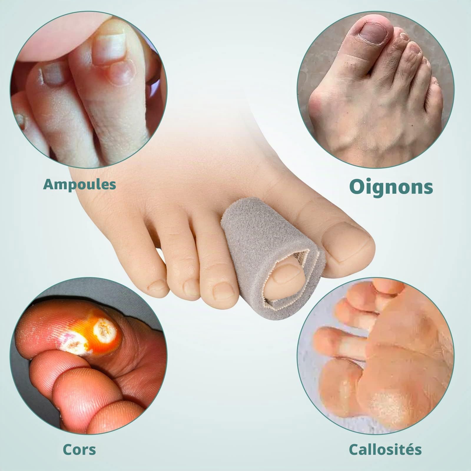 Ultrassist Protege Orteil, Rouleau de Protection d'orteils en éponge Grise Protection Orteil pour Ampoules, Oignons, Cors, Callosités