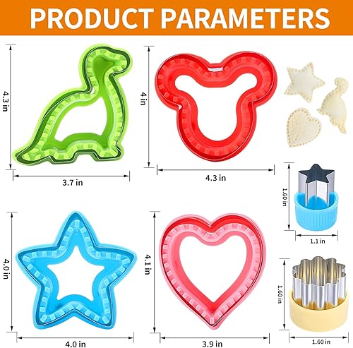 Miniatura 6 de Sandwich Cutter and Sealer Set,14 Pcs Sandwich Maker Bread Cutters DIY Cookie Cutters Fruit Vegetable Cutter Shapes for Kids Boys & Girls Bento