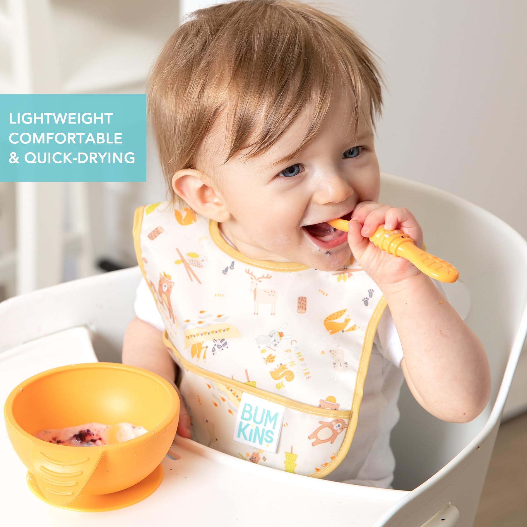 Bumkins Starter-Lätzchen, Babylätzchen, wasserdichter Stoff, passend für Säuglinge und Babys von 3-9 Monaten – Campingfreunde & Campingausrüstung (2er-Pack), Campingfreunde/Campingausrüstung,