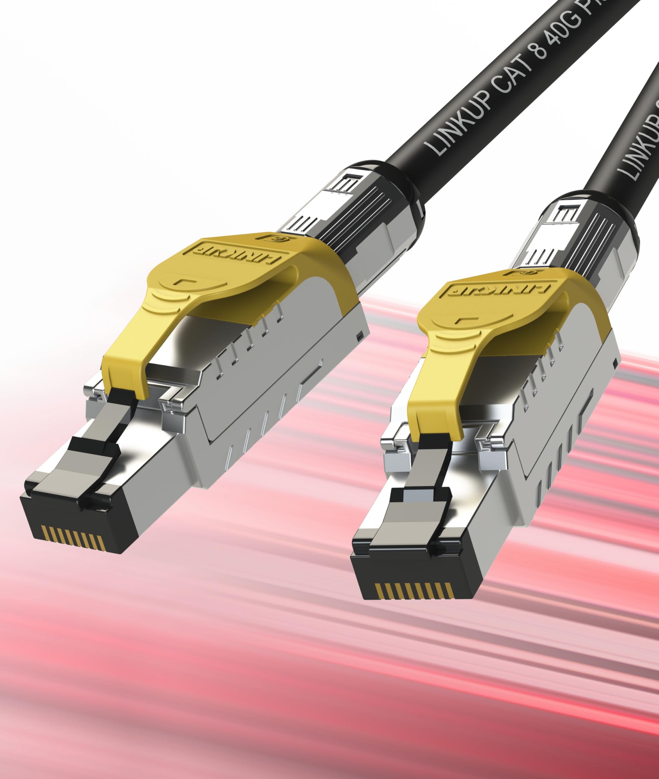 LINKUP - [GHMT & DSX8000 Certificado Cable de Conexión Ethernet Cat8 S/FTP 22AWG Cable Sólido Blindado Doble┃2000MHz 2GHz 40Gbps┃5ª Gen Ethernet LAN Red Cables de Estructura┃Negro┃2m (6.7 pies)