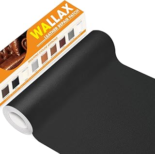 WALLAX Leather Repair Patch, 4 x 79 Inches Self Adhesive Leather Repair Tape for Furniture, Couch, Sofa, Car Seats, Office Chair, Car Interior, Upholstery, Vinyl Repair Kit (Black)