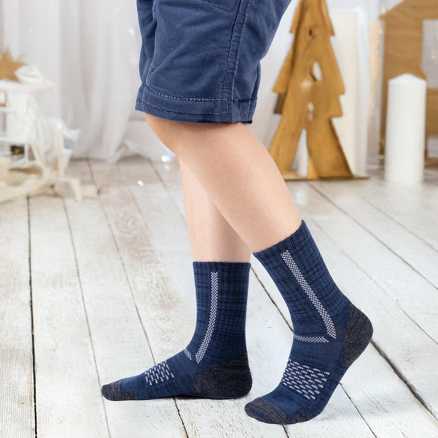 Comfoex Boys Crew Cotton Socks For Kids 6-8 4-6 8-10 Years Old Calf Half Cushioned Athletic Socks 6 Pairs - Image 3