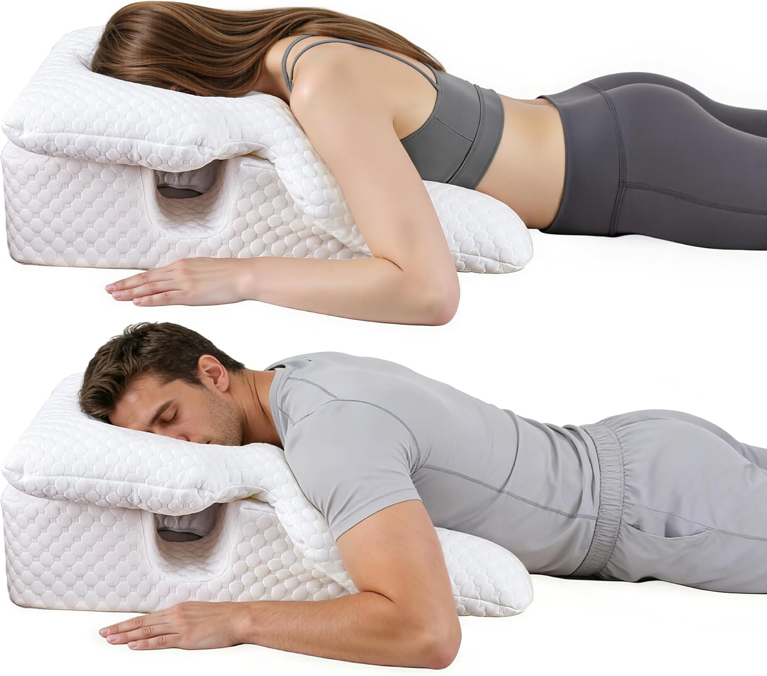 Face Down Pillow After BBL or Eye Surgery, Home Massage Pillows Face Down Chair for Sleeping & Stomach Sleeper, Soft BBL Adjustable Prone Massage Pillows with Removable Cover