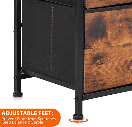 Miniatura 9 de Cómoda de 9 cajones para dormitorio, torre de almacenamiento con marco de acero y parte superior de madera, organizador de pecho alto para armario,