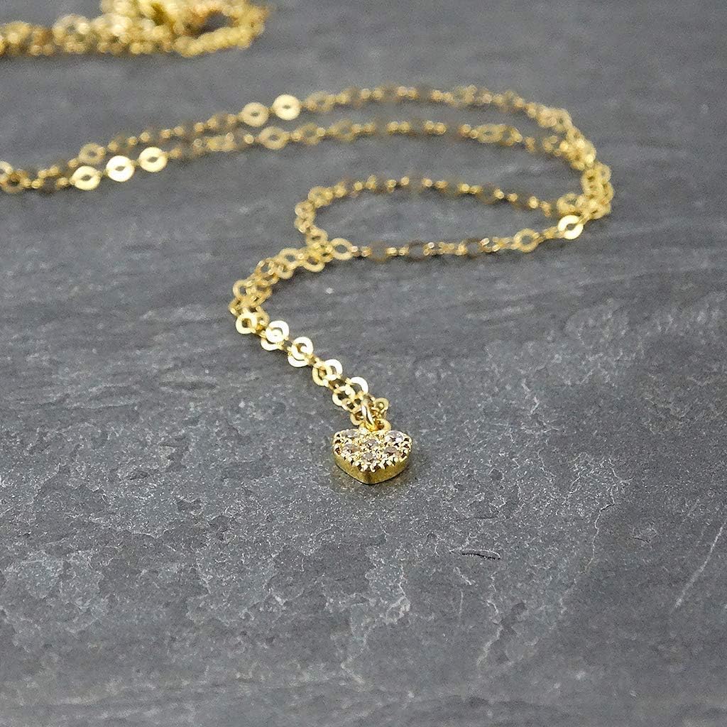 Designed By Stacey Handmade Gold-Filled Chain Jewelry, Sparkly Cubic Zirconia Tiny Heart Necklace, Gifts for Women, Birthday, Anniversary, Wedding, Prom, Homecoming, 16 to 18" Adjustable Chain - Image 5