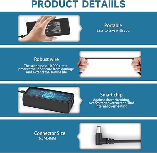 Miniatura 7 de Syfrufo Cable de alimentación de 19 V compatible con monitor LG de 32 pulgadas, 29 pulgadas, 27 pulgadas, 24 pulgadas, 23 pulgadas, 22 pulgadas, 20