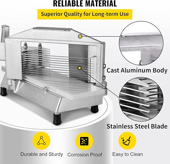 VEVOR Commercial Tomato Slicer 1/4 Heavy Duty Cutter with Built-in Cutting Board for Restaurant or Home Use