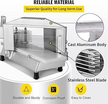 VEVOR Commercial Tomato Slicer 1/4 Heavy Duty Cutter with Built-in Cutting Board for Restaurant or Home Use