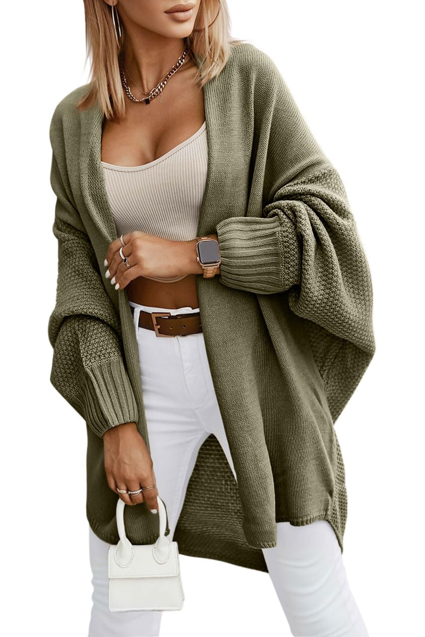 Saodimallsu Strickjacke Damen Langarm Oversize Cardigan Open Front Sweater Leichte Lange Strickmantel Casual Elegant Einfarbig Pullover